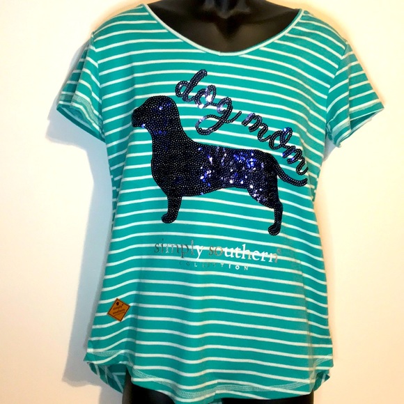 Simply Southern sequin dog mom  striped tee - Picture 2 of 10